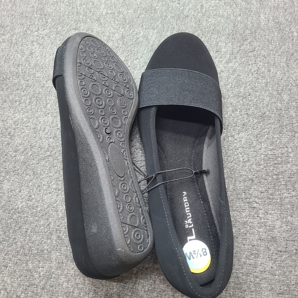 CL by Laundry Bail Wedge Pump Womens 8.5W Black Like New Elastic Strap - Picture 6 of 8